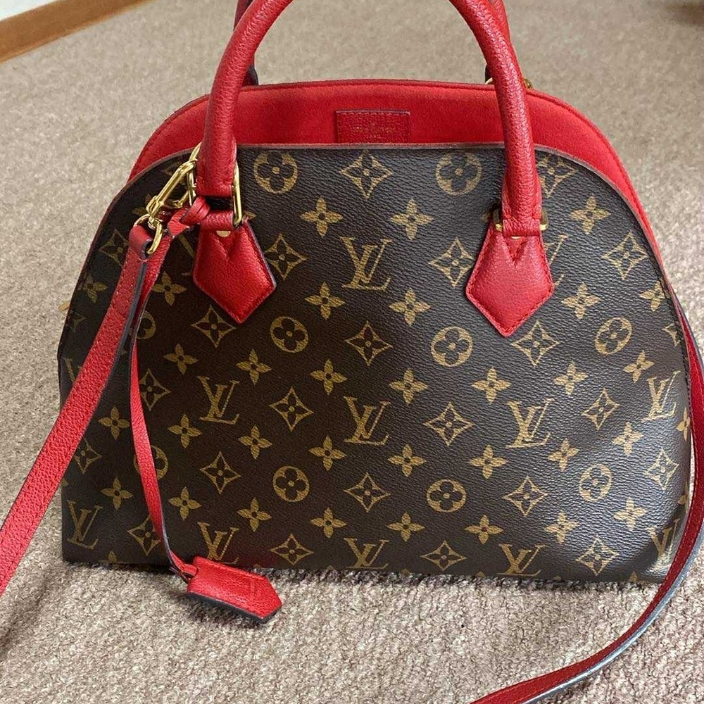 Louis Vuitton Red and Brown Monogram Satchel